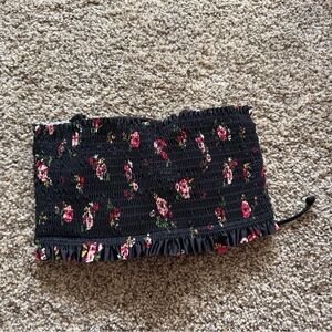 Cute Black Floral Swim Suit Top